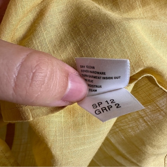 St. John Yellow Cotton Crop Sleeve Button Down Top 8 - Picture 7 of 14